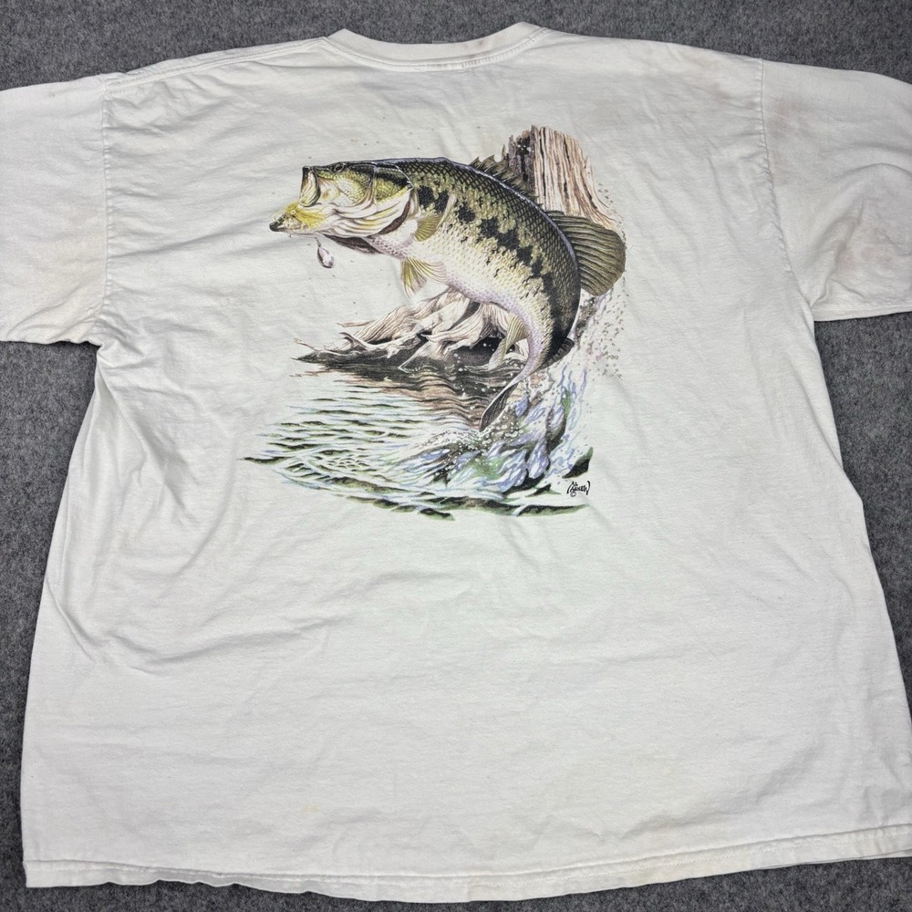 Al Agnew Vintage Fishing Shirt Mens Xxl White Short Sleeve Outdoor Bass VTG Fish